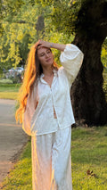 Ivory Jacquard Mandarin-Collar Set